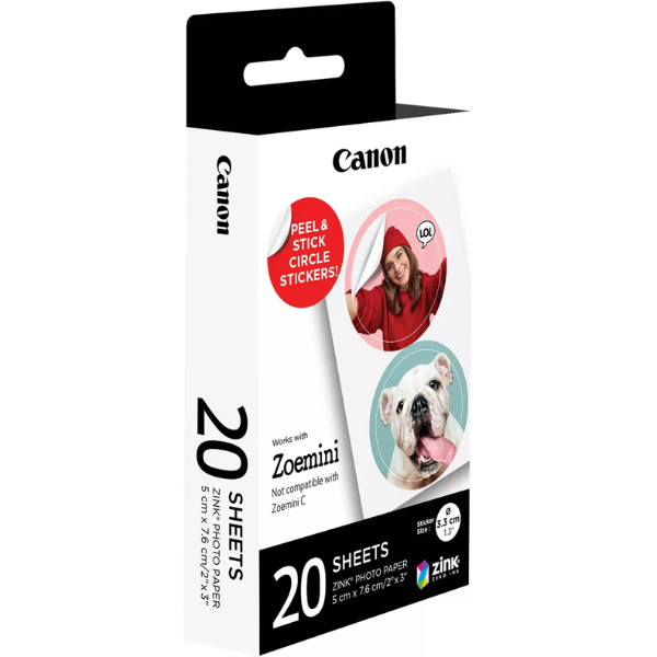 Canon Zink Photo Paper x20 (Round Stickers) | Klikk Malta