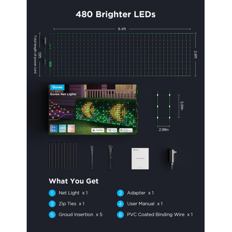 Govee Outdoor Net Lights 0.87 x 1.45m | Klikk Malta