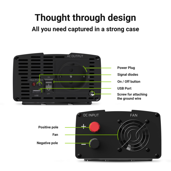 Green Cell Power Inverter 12V to 230V 1000W... | Klikk Malta