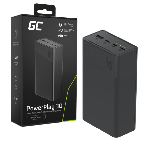 Green Cell PowerPlay 30 30,000mAh 22.5W 3xU... | Klikk Malta