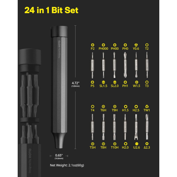 HOTO 24-in-1 Precision Screwdriver Gray (24... | Klikk Malta