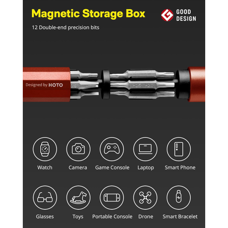 HOTO 24-in-1 Precision Screwdriver Red (24pcs) | Klikk Malta