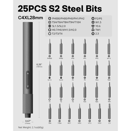 HOTO 25-in-1 Electric Screwdriver Kit Grey ... | Klikk Malta