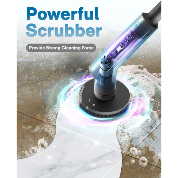 HOTO Electric Spin Scrubber Grey-Black (6pcs) | Klikk Malta