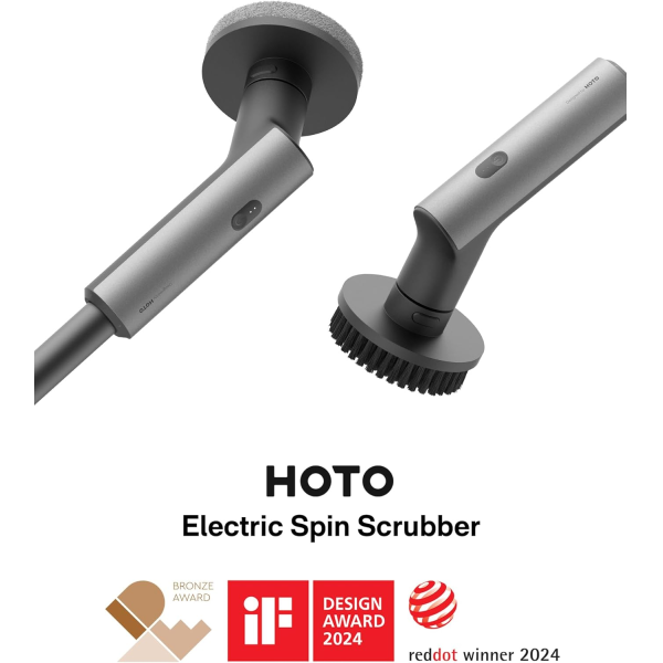 HOTO Electric Spin Scrubber Grey-Black (6pcs) | Klikk Malta