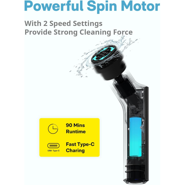HOTO Electric Spin Scrubber Grey-Black (6pcs) | Klikk Malta