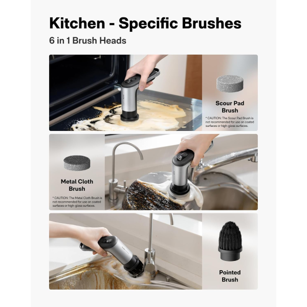 HOTO Grip Cordless Spin Scrubber Grey-Black | Klikk Malta