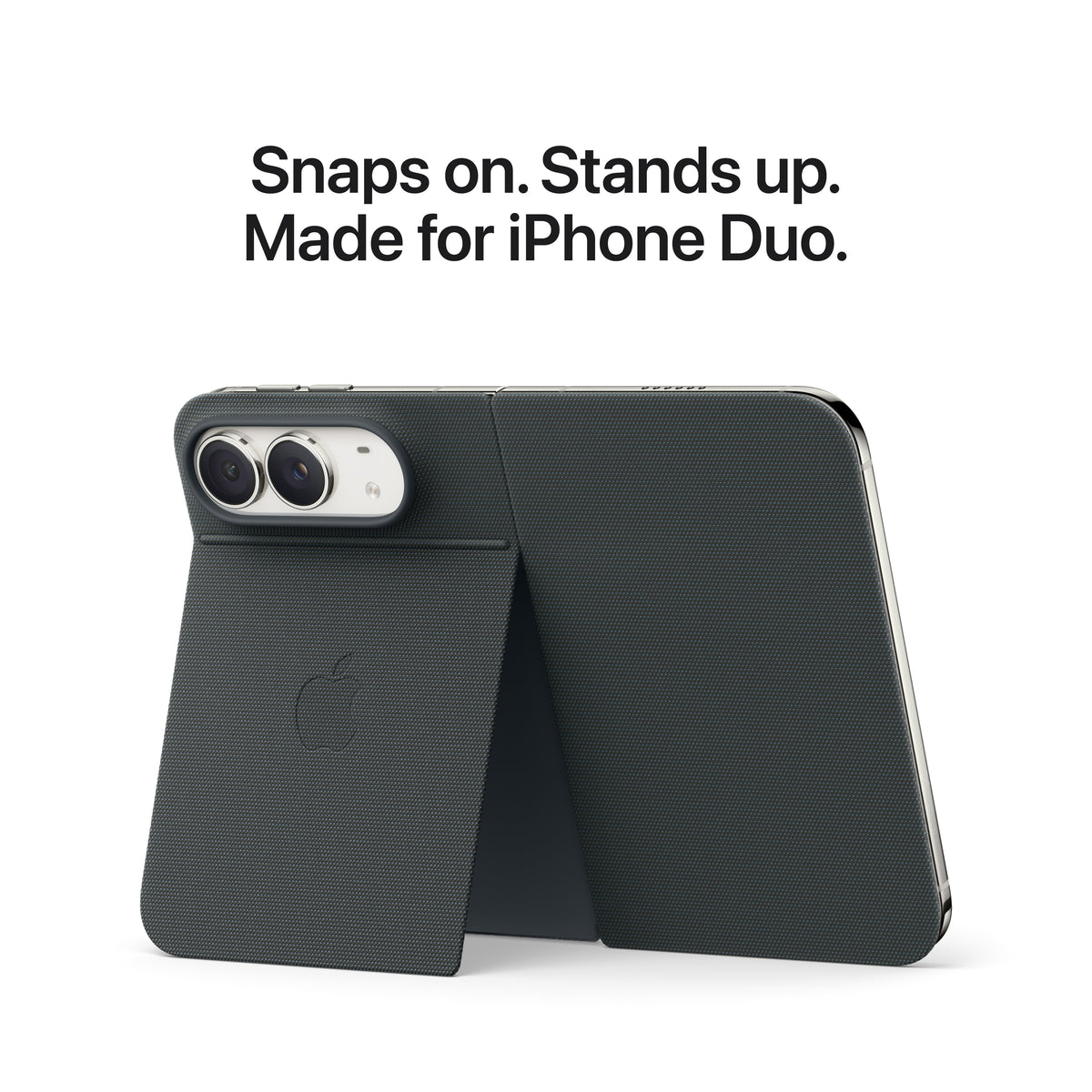 Snaps on. Stands up. Nade for iPhone Duo.