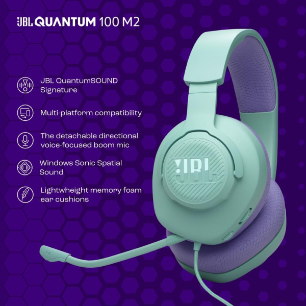 JBL Quantum 100M2 Gaming Headset Cyan | Klikk Malta