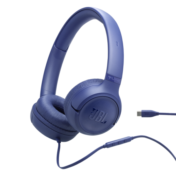 JBL T530 Wired USB-C On-Ear Headphones Blue | Klikk Malta