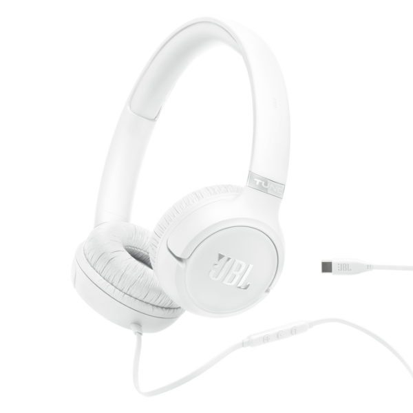 JBL T530 Wired USB-C On-Ear Headphones White | Klikk Malta