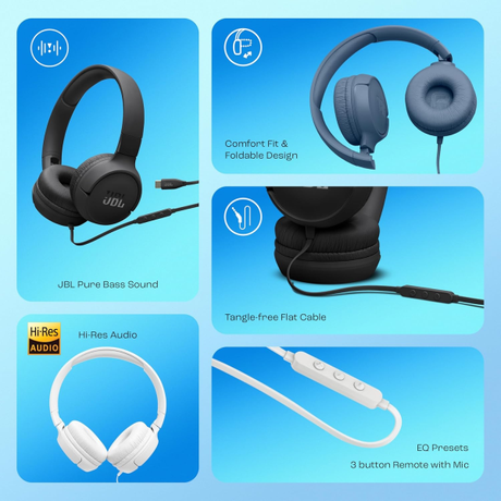JBL Tune 520C USB-C Wired On-Ear Headphones... | Klikk Malta