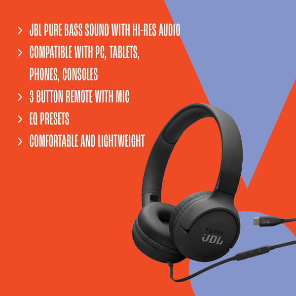 JBL Tune 520C USB-C Wired On-Ear Headphones... | Klikk Malta