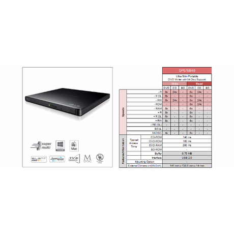 LG USB 2.0 Slim External Super-Multi DVD Wr... | Klikk Malta