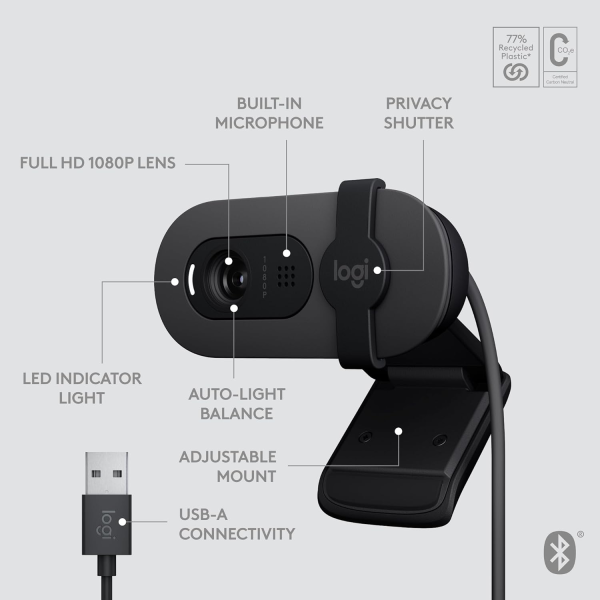 Logitech Brio 105 FHD USB Webcam | Klikk Malta