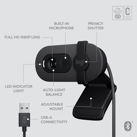 Logitech Brio 105 FHD USB Webcam | Klikk Malta