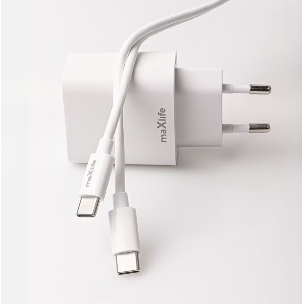 Maxlife PD QC Charger 1x USB-C 20W white + ... | Klikk Malta