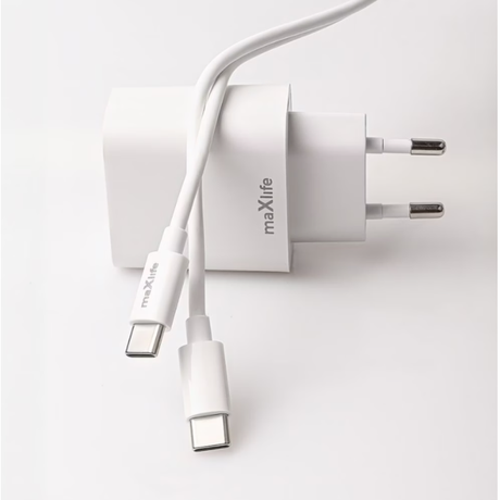 Maxlife PD QC Charger 1x USB-C 20W white + ... | Klikk Malta