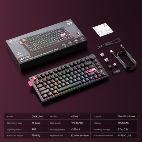 Onikuma MT706 RGB Backlit Wireless Keyboard... | Klikk Malta