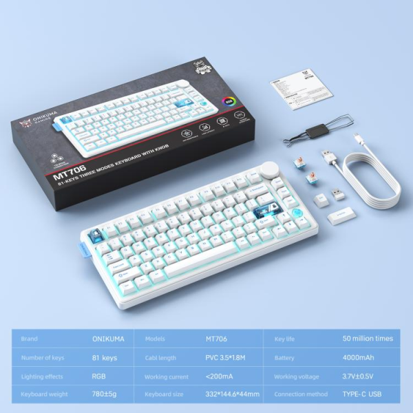 Onikuma MT706 RGB Backlit Wireless Keyboard... | Klikk Malta