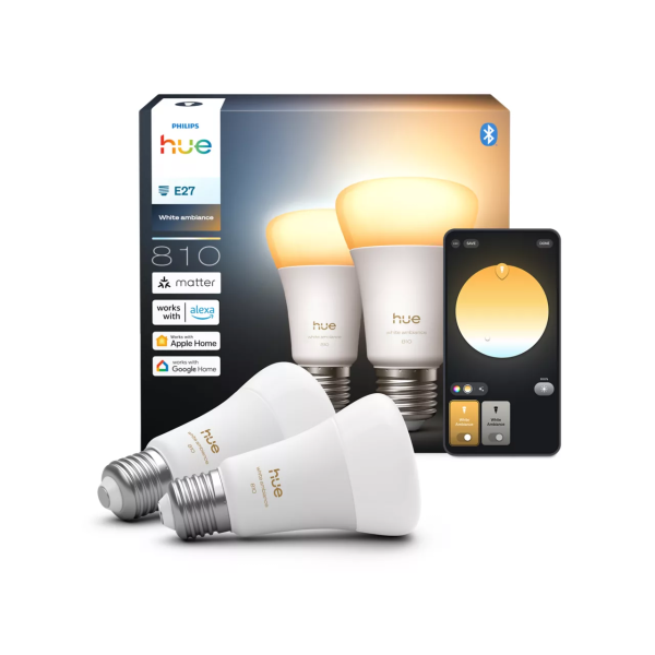 Philips Hue White Amb. 6W A60 E27 2-pack | Klikk Malta