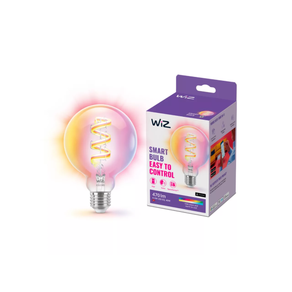 Philips WiZ G95 40W E27 ClearGlass RGB Smar... | Klikk Malta