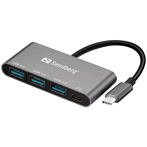 Sandberg 4-port USB-C Hub (USB-C 3xUSB-A PD) | Klikk Malta