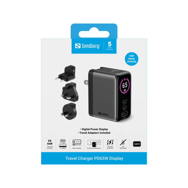 Sandberg 65W Travel PD Wall Charger with Di... | Klikk Malta