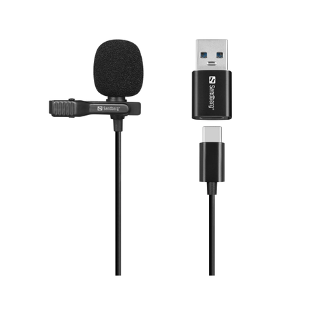 Sandberg Streamer USB-C/A Clip Microphone | Klikk Malta