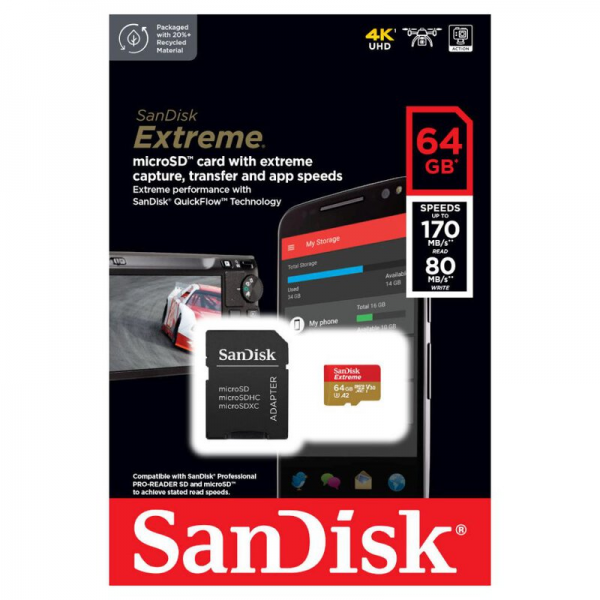 SanDisk 64GB Extreme A2 UHS-I U3 Micro SDXC... | Klikk Malta