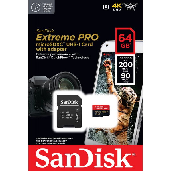 SanDisk 64GB Extreme Pro UHS-I U3 Micro SDX... | Klikk Malta