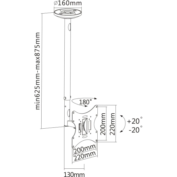 SBOX Ceiling Full Motion TV Mount up to 43 ... | Klikk Malta
