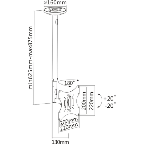 SBOX Ceiling Full Motion TV Mount up to 43 ... | Klikk Malta