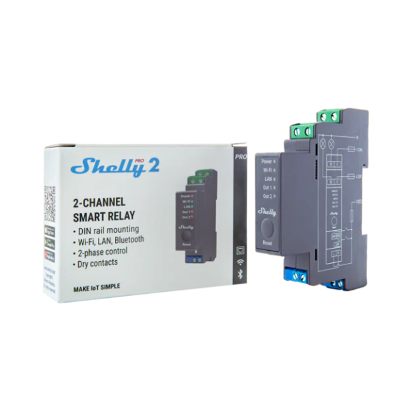 Shelly Pro 2 2-channel DIN Smart Switch | Klikk Malta
