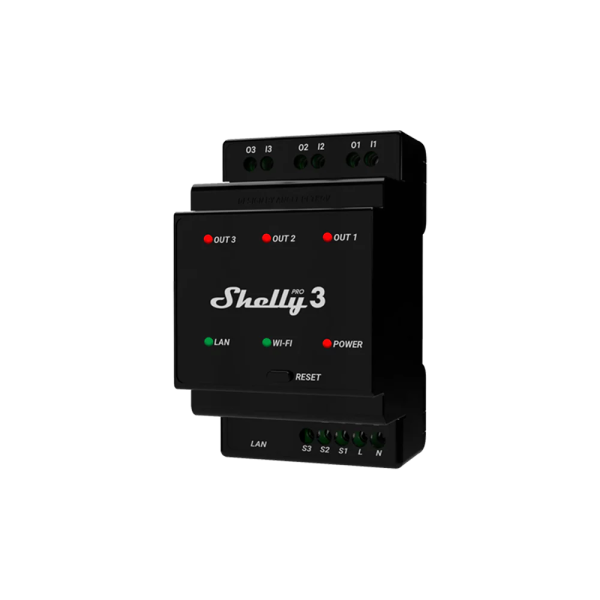 Shelly Pro 3 3-channel DIN Smart Switch | Klikk Malta