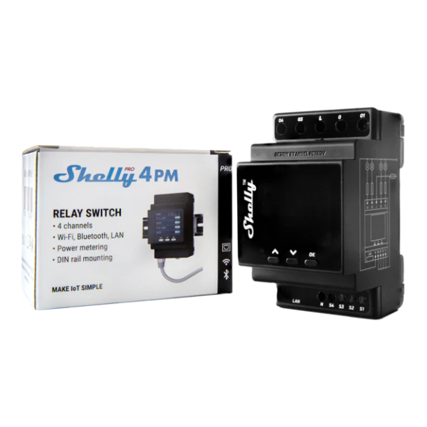Shelly Pro 4PM 4-channel DIN Smart Switch w... | Klikk Malta