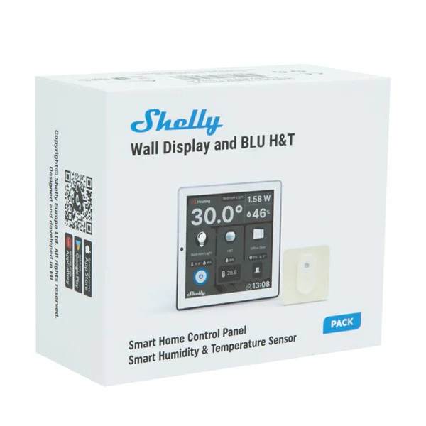 Shelly Smart Wall Display White + BLU H&T I... | Klikk Malta