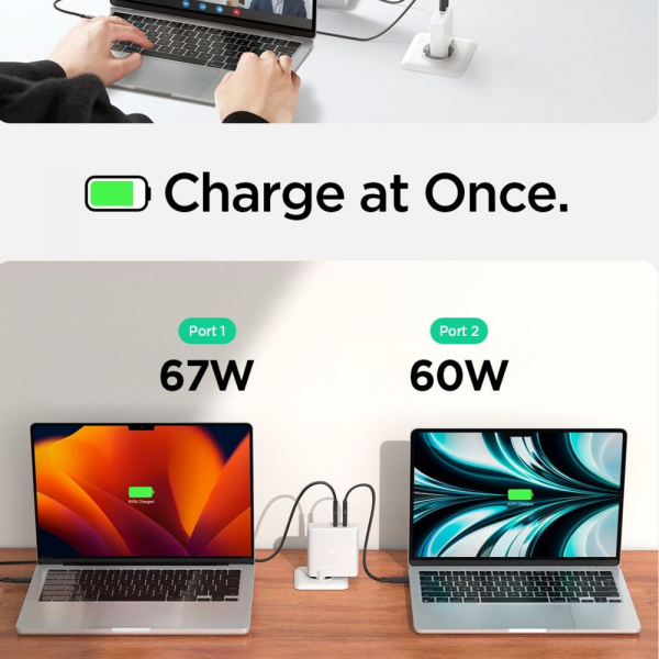 Spigen ArcStation Pro 140W GaN 2-port Wall ... | Klikk Malta