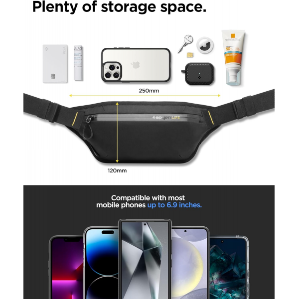Spigen Klasden KD411 Waist Bag Black | Klikk Malta