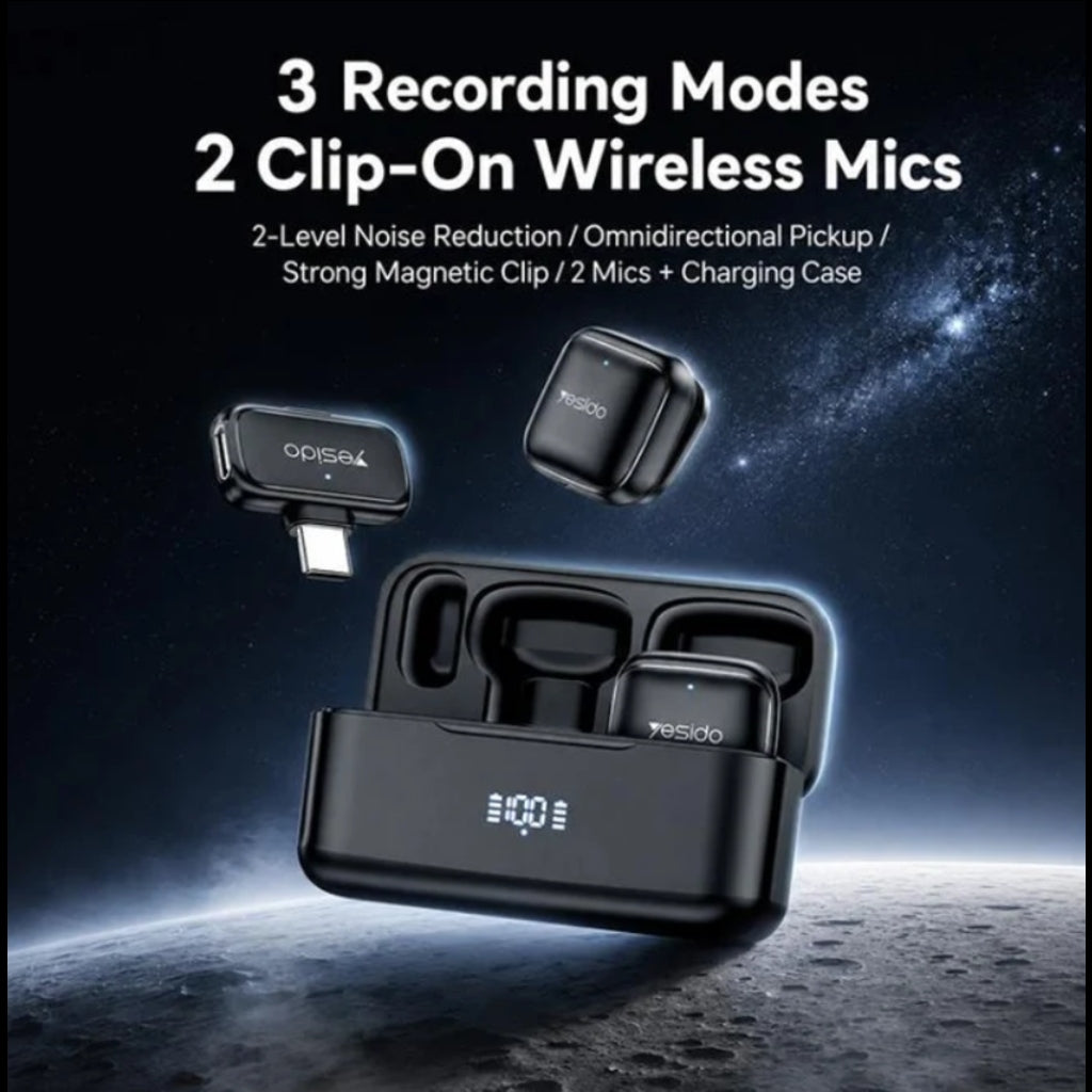 Yesido KR31 2-in-1 Lavalier USB-C Noise-cancelling Microphone with Charging Case