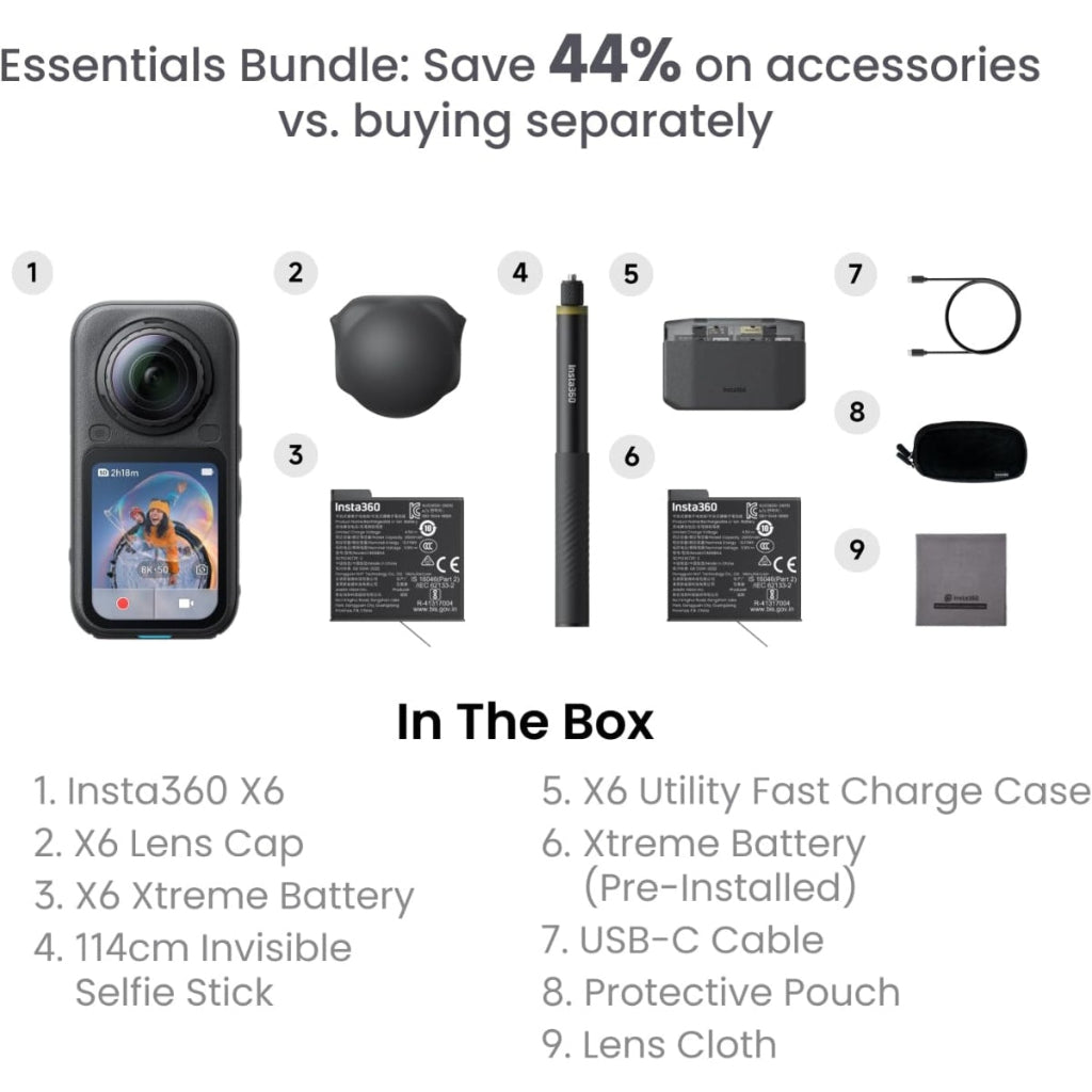 Insta360 X6 Essentials Bundle Camera