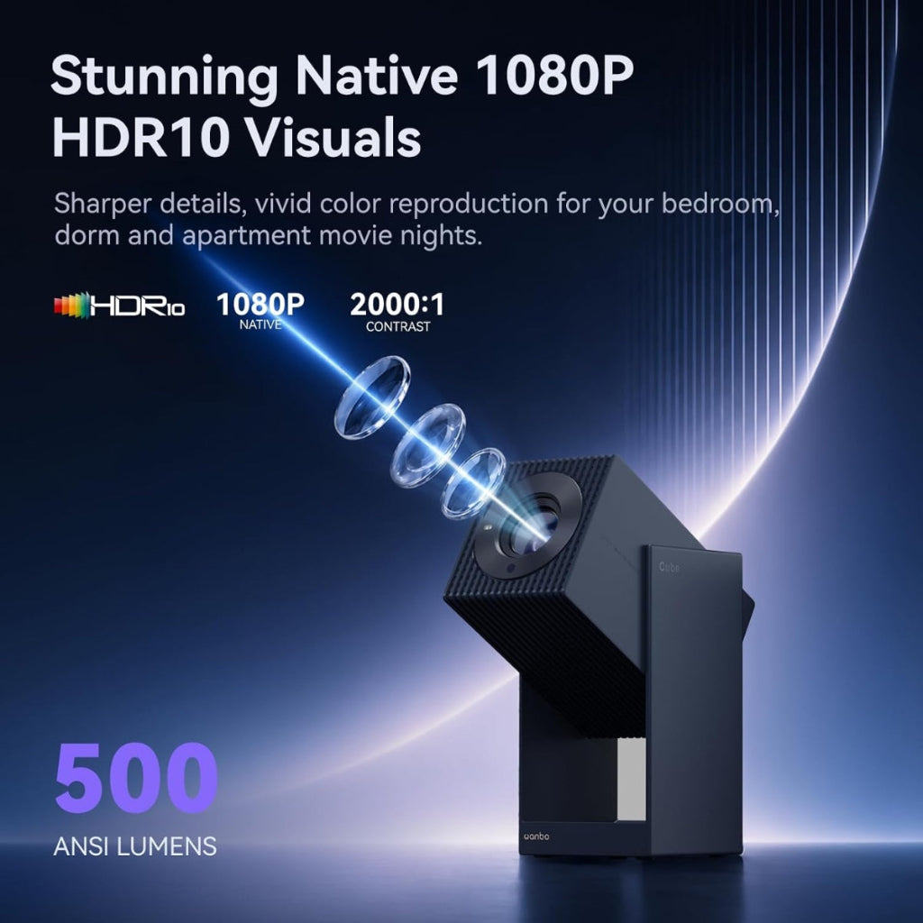 Wanbo Cube 2 S Vidaa OS Full HD 500 ANSI Gimbal Projector Deep Night