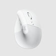 A white ergonomic wireless mouse with a textured lower section and the 'logi' logo printed on the side, shown against a light gray background.