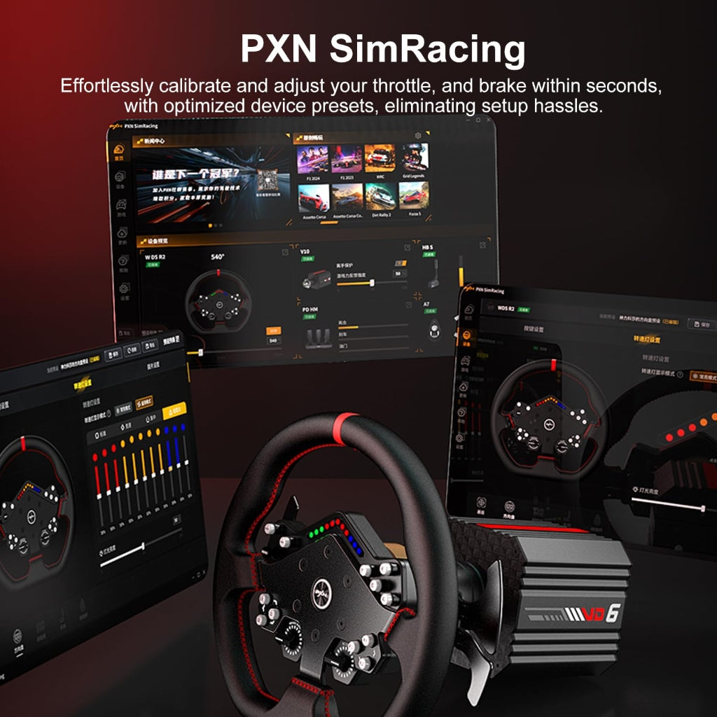 PXN VD6 Racing Wheel+Base+Pedals+Clamp Bundle