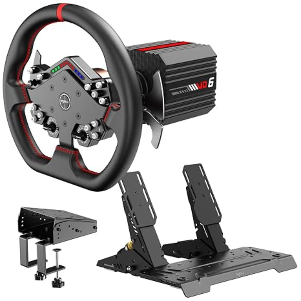 PXN VD6 Racing Wheel+Base+Pedals+Clamp Bundle