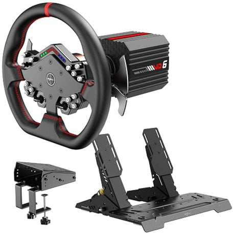 PXN VD6 Racing Wheel+Base+Pedals+Clamp Bundle