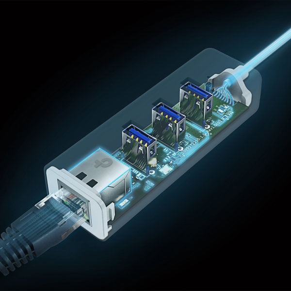 TP-Link USB-C to Gigabit Ethernet & 3-port Hub | Klikk Malta