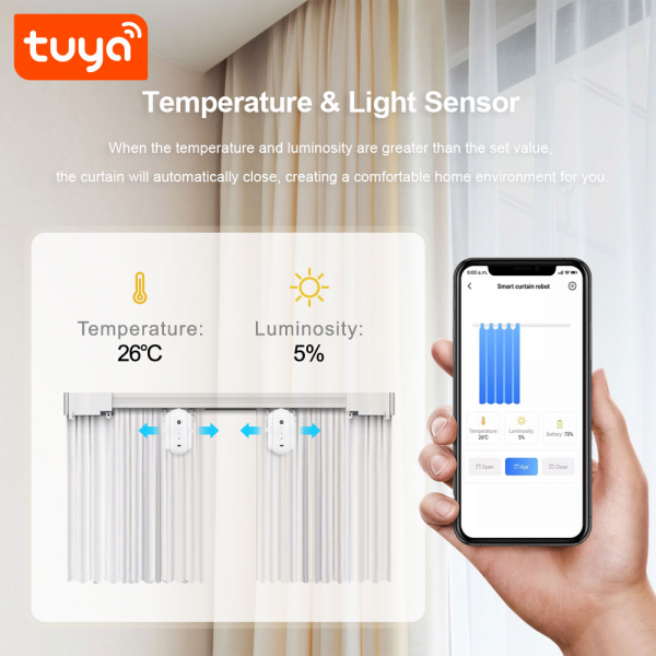 Tuya Smart Curtain Motor for Roman Pole Cur... | Klikk Malta