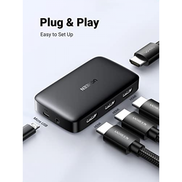 UGREEN HDMI 3-port (3 in 1 Out) Switch with... | Klikk Malta