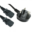 UK Plug to 2 x PC IEC Power Cable 2m Black | Klikk Malta